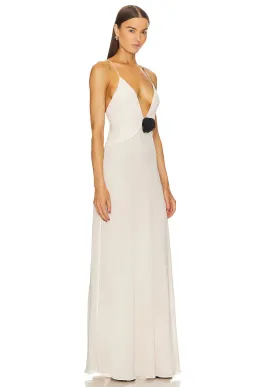 Helsa Studios Sheer Deep V Long Slip Dress Ivory Size XS / AU 6 for rent on The Volte - image 1