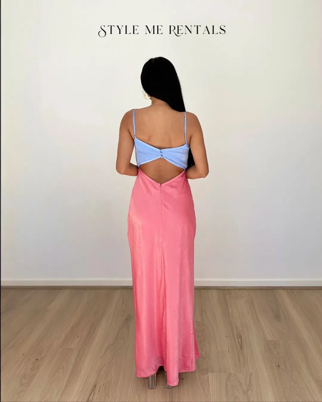 San Sloane Alona Midi Dress Pink and Blue Size 10 for rent on The Volte - main image