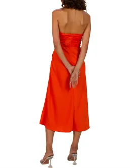 Misha Linnea Satin Midi Dress Orange Size 8 for rent on The Volte - image 3