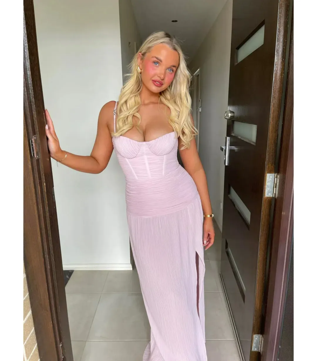 Manning Cartell Double Time Pleat Dress In Hydrangea Size AU 12  for rent on The Volte - main image