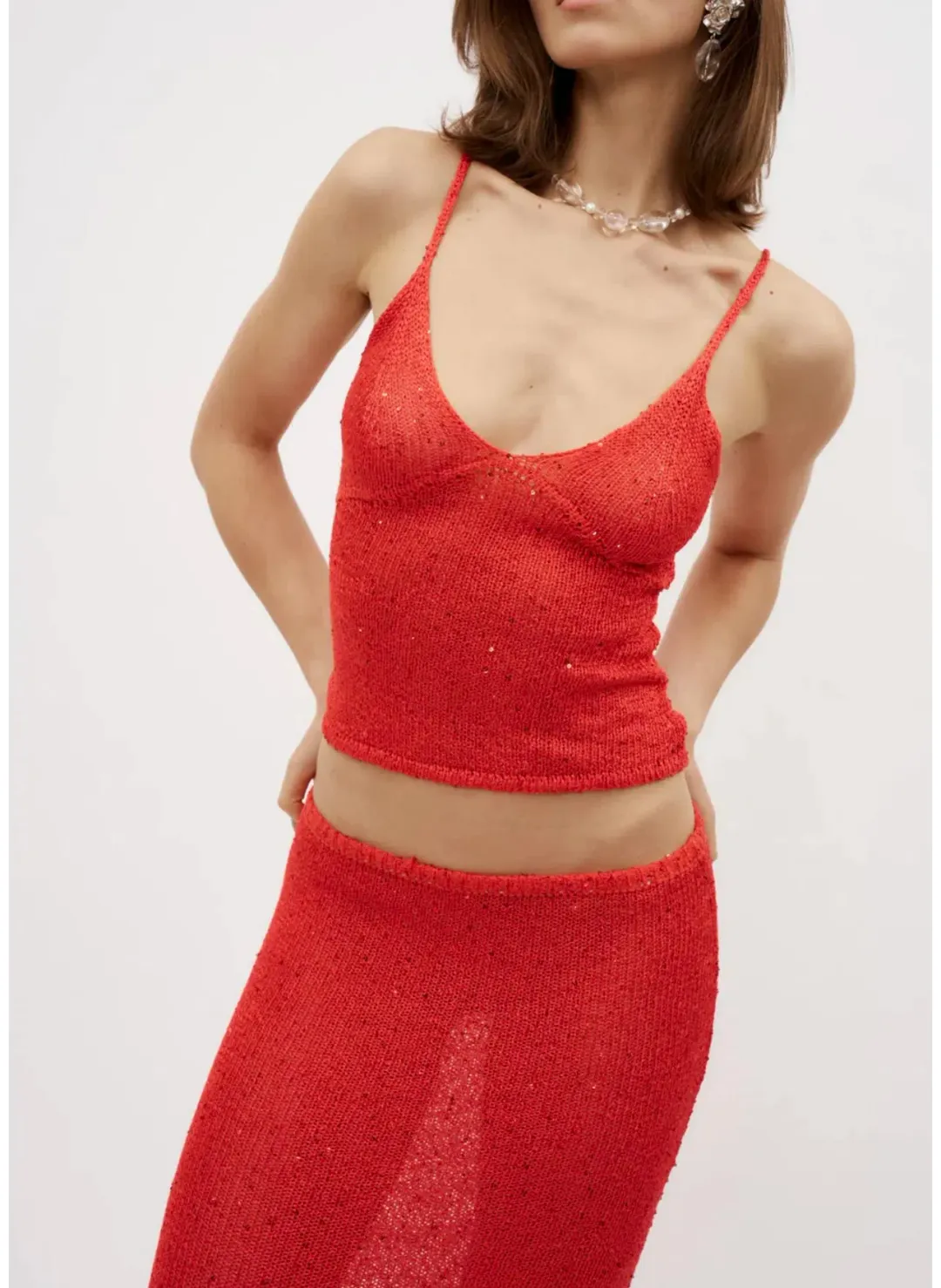 Asta Resort Carolina Camisole Set in Rossa Sequin Size XS / AU 6 for rent on The Volte - main image