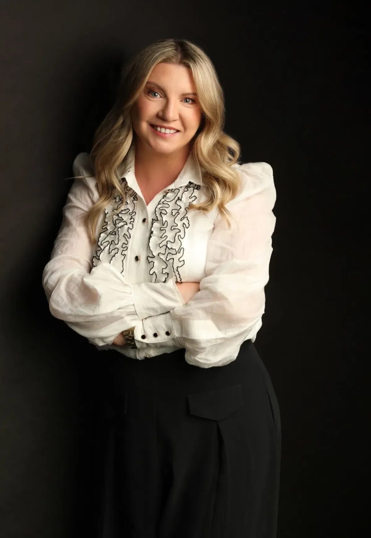 Zimmermann Long Sleeve Tuxedo Ruffle Blouse White Size 1 / AU 10 for rent on The Volte - main image