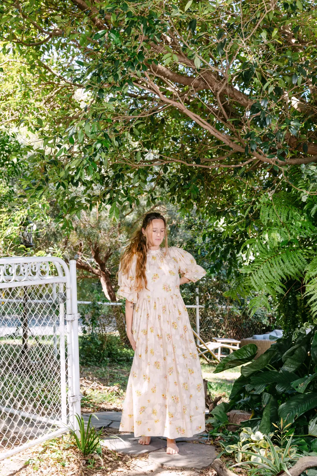 Alémais Clementine Puff Sleeve Midi Dress Size AU 12 for rent on The Volte - main image