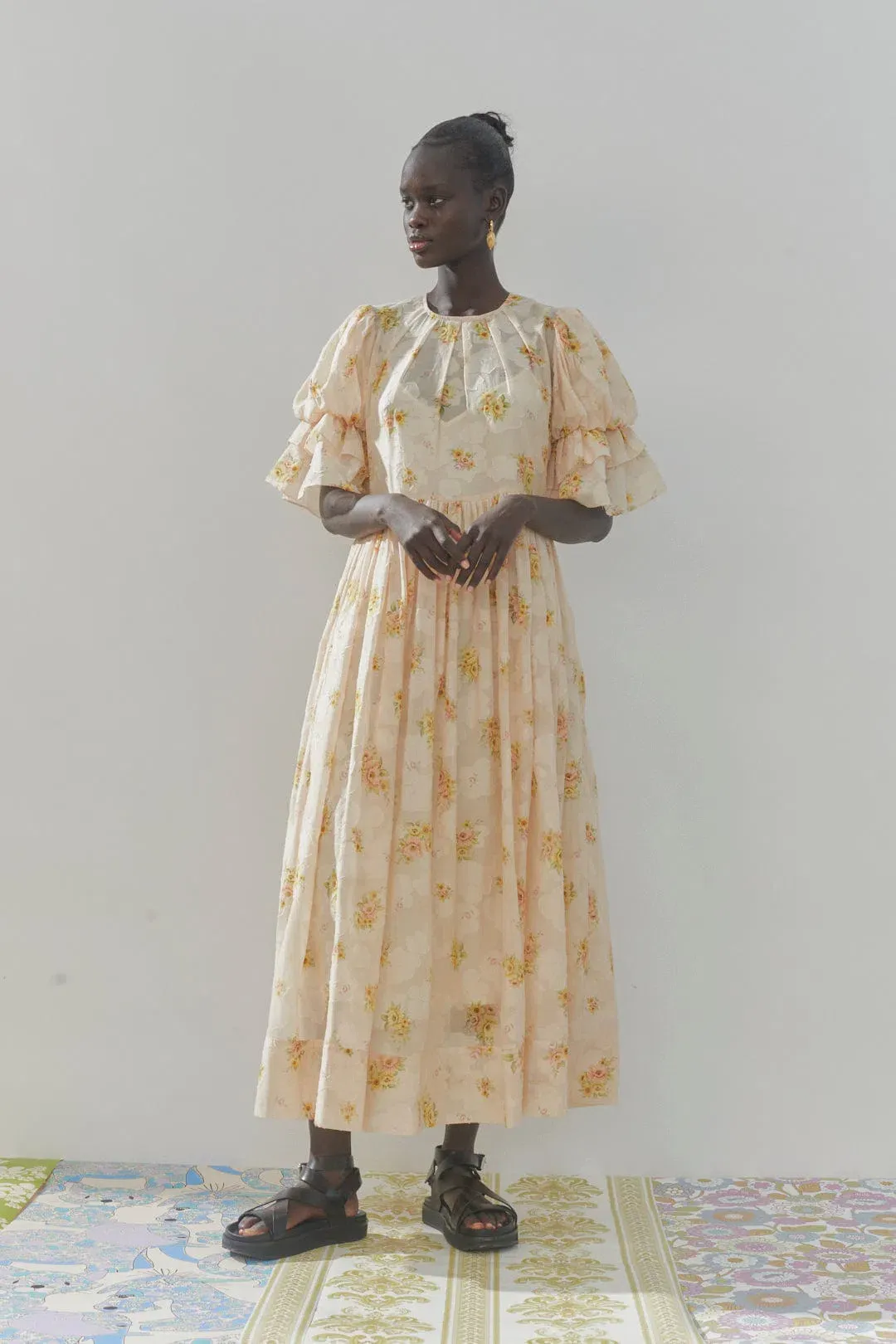 Alémais Clementine Puff Sleeve Midi Dress Size AU 12 for rent on The Volte - main image