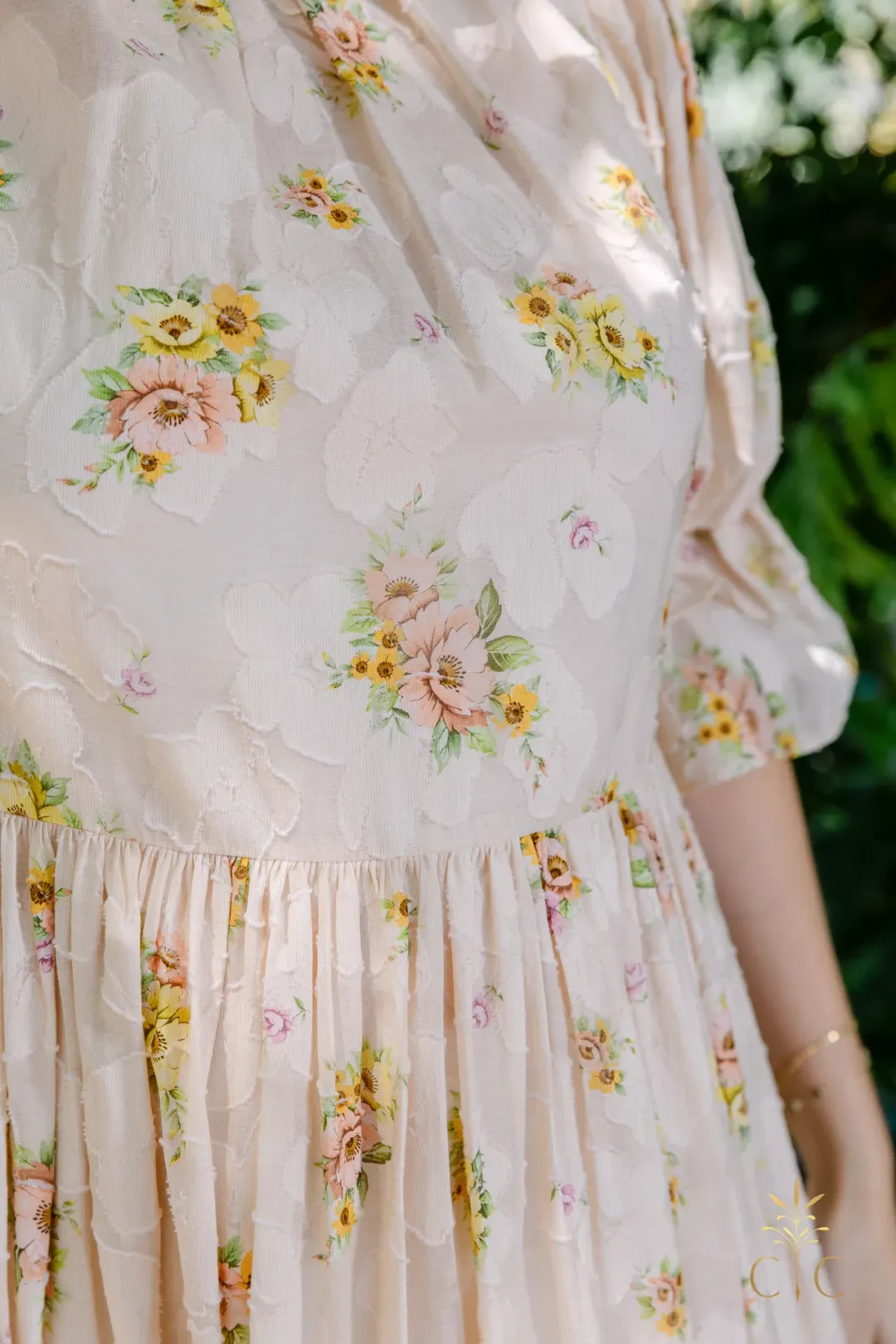 Alémais Clementine Puff Sleeve Midi Dress Size AU 12 for rent on The Volte - main image