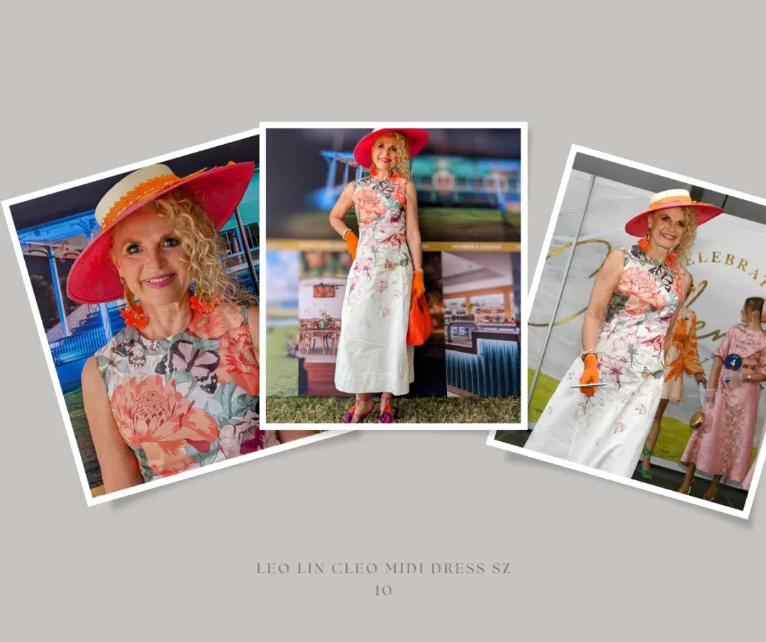 Leo Lin Cleo Sleeveless Midi Dress in Lush Placement Print in White Size 10 for rent on The Volte - main image