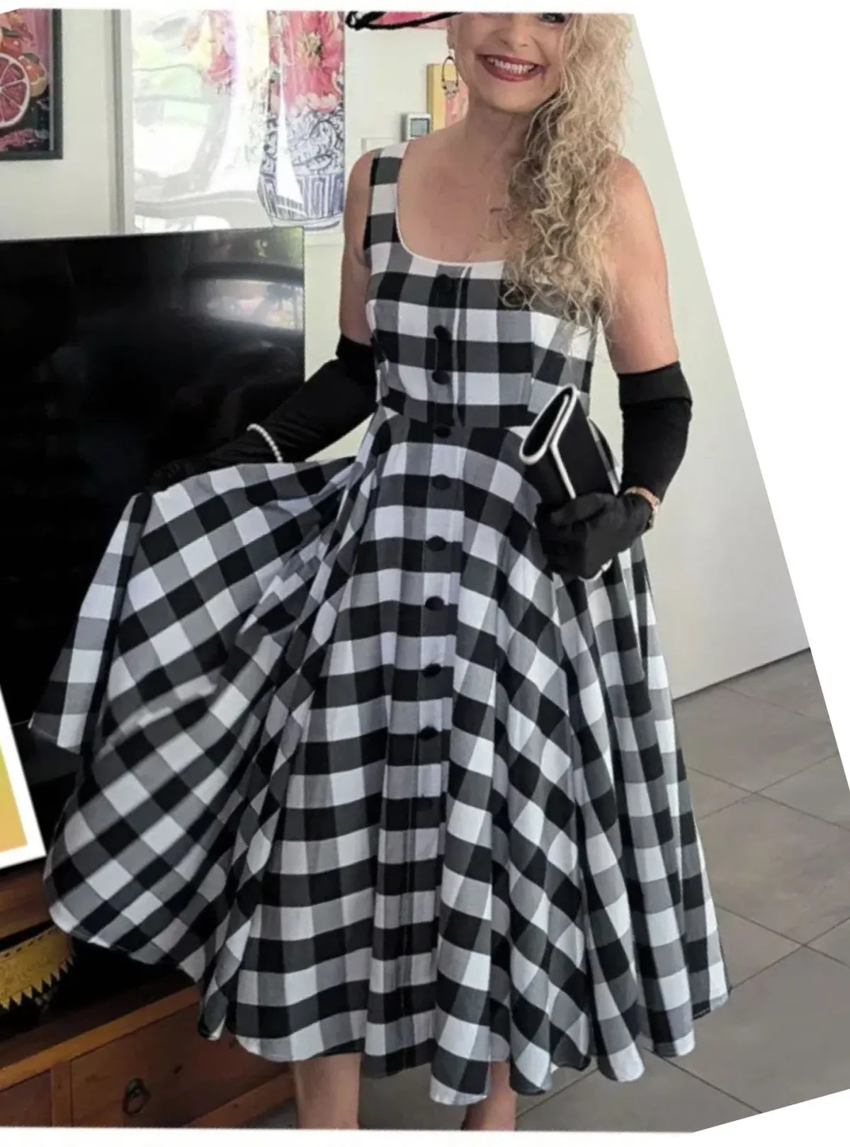 Muse Sleeveless Midi Dress Black and White Size 10 for rent on The Volte - main image