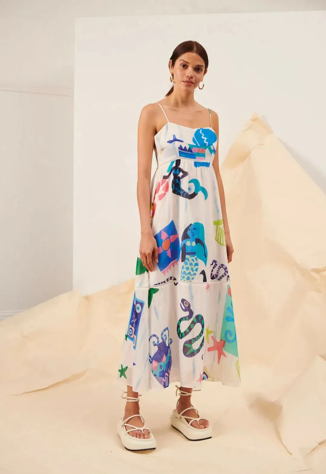 Kate Ford Pella Ladder Bustier Midi Dress in Pallas Size 2 / AU 10 for rent on The Volte - main image