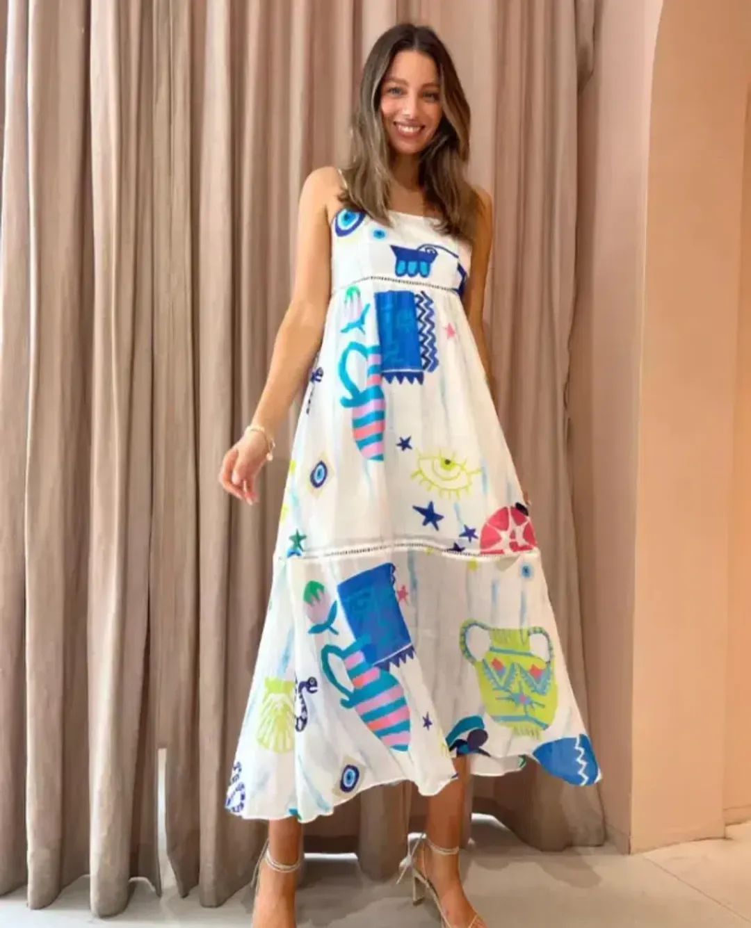 Kate Ford Pella Ladder Bustier Midi Dress in Pallas Size 2 / AU 10 for rent on The Volte - main image