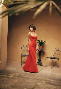 MANNING CARTELL DOUBLE TIME PLEAT MAXI DRESS RED AU 6 Size XS for rent on The Volte - image 3