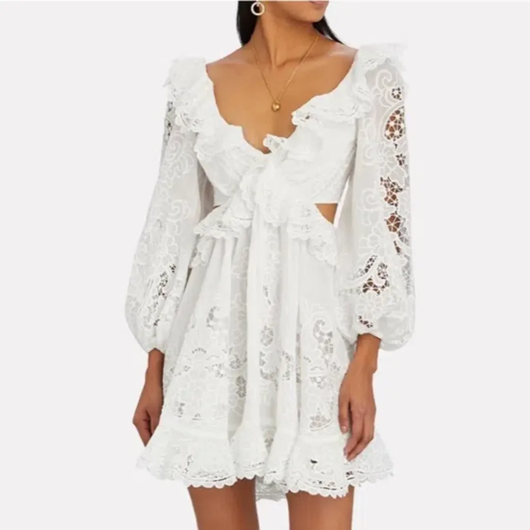 ZIMMERMANN Brighton Cutout Mini Dress New White Size 2/AU 12 for rent on The Volte - main image