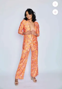 Moira Muse Hepburn Floral Two-Piece Suit Peach Size 14  for rent on The Volte - image 1