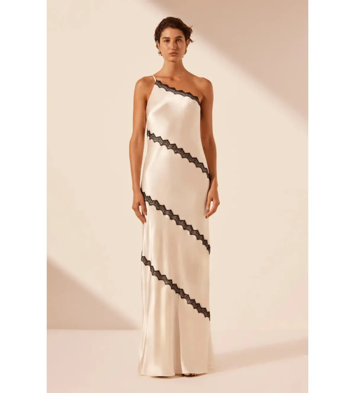 Shona Joy Camille Lace Asymmetrical Maxi Dress Size 8 for rent on The Volte - main image