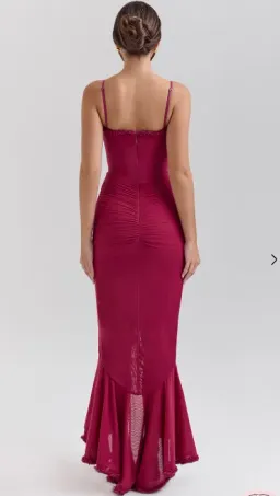 House of CB Gabbi Ruffled Front Gown Wine Size 10 for rent on The Volte - image 5