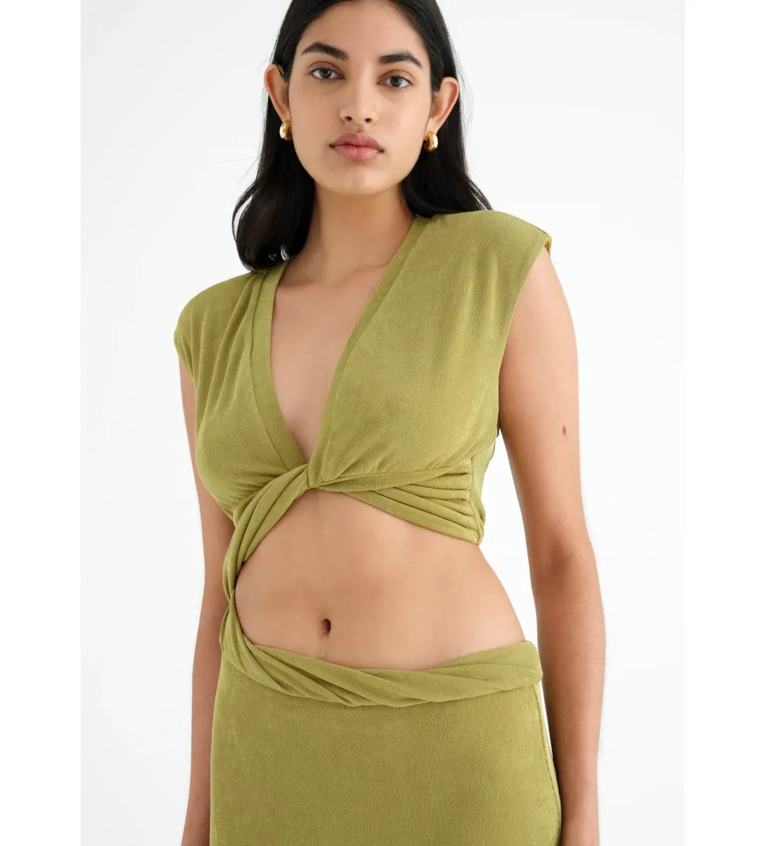 BENNI Henri Twist Maxi Dress in Chartreuse Size AU 10 for rent on The Volte - main image
