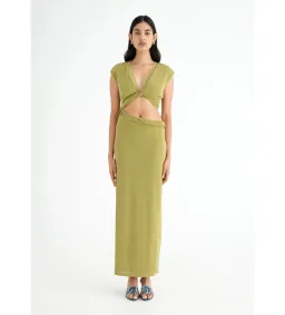 BENNI Henri Twist Maxi Dress in Chartreuse Size AU 10 for rent on The Volte - image 1