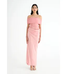 Benni Nico Off The Shoulder Nico Maxi Dress in Candy Floss Pink Size S / AU 8 for rent on The Volte - image 1
