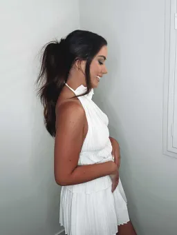 Heiress Beverly Hills Pleated Top and Mini Skirt Set Cream Size 10 for rent on The Volte - image 3