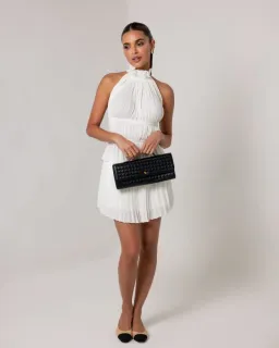Heiress Beverly Hills Pleated Top and Mini Skirt Set Cream Size 10 for rent on The Volte - image 1