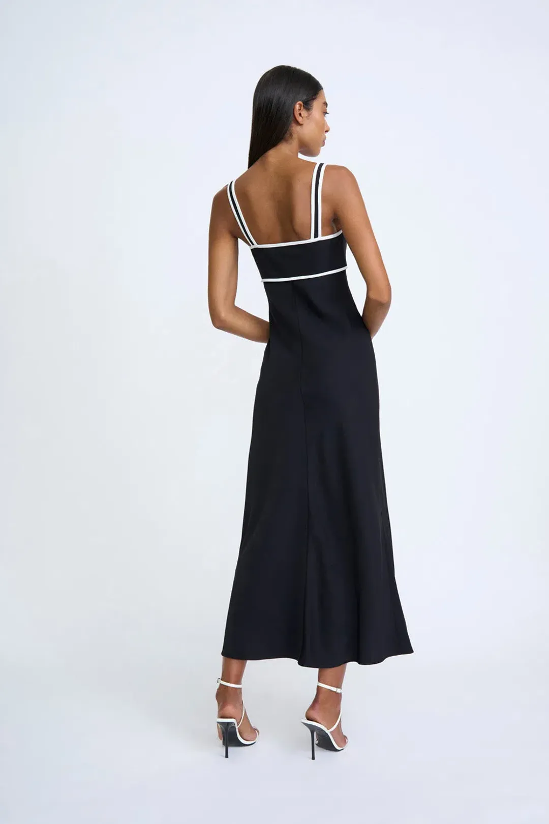 By Johnny Basia Boned Bustier Midi Dress Black Ivory Size 10 for rent on The Volte - main image