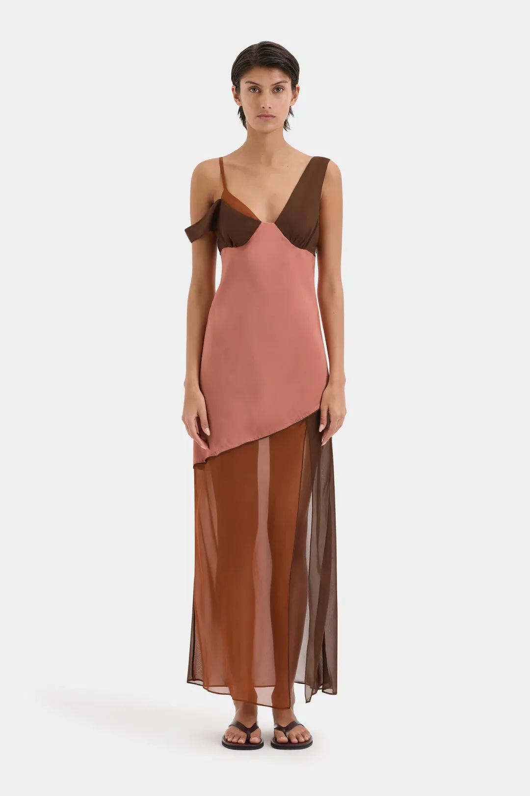 Sir the Label Halcyon Midi Dress Pink/Brown Almond Splice Size 6 for rent on The Volte - main image