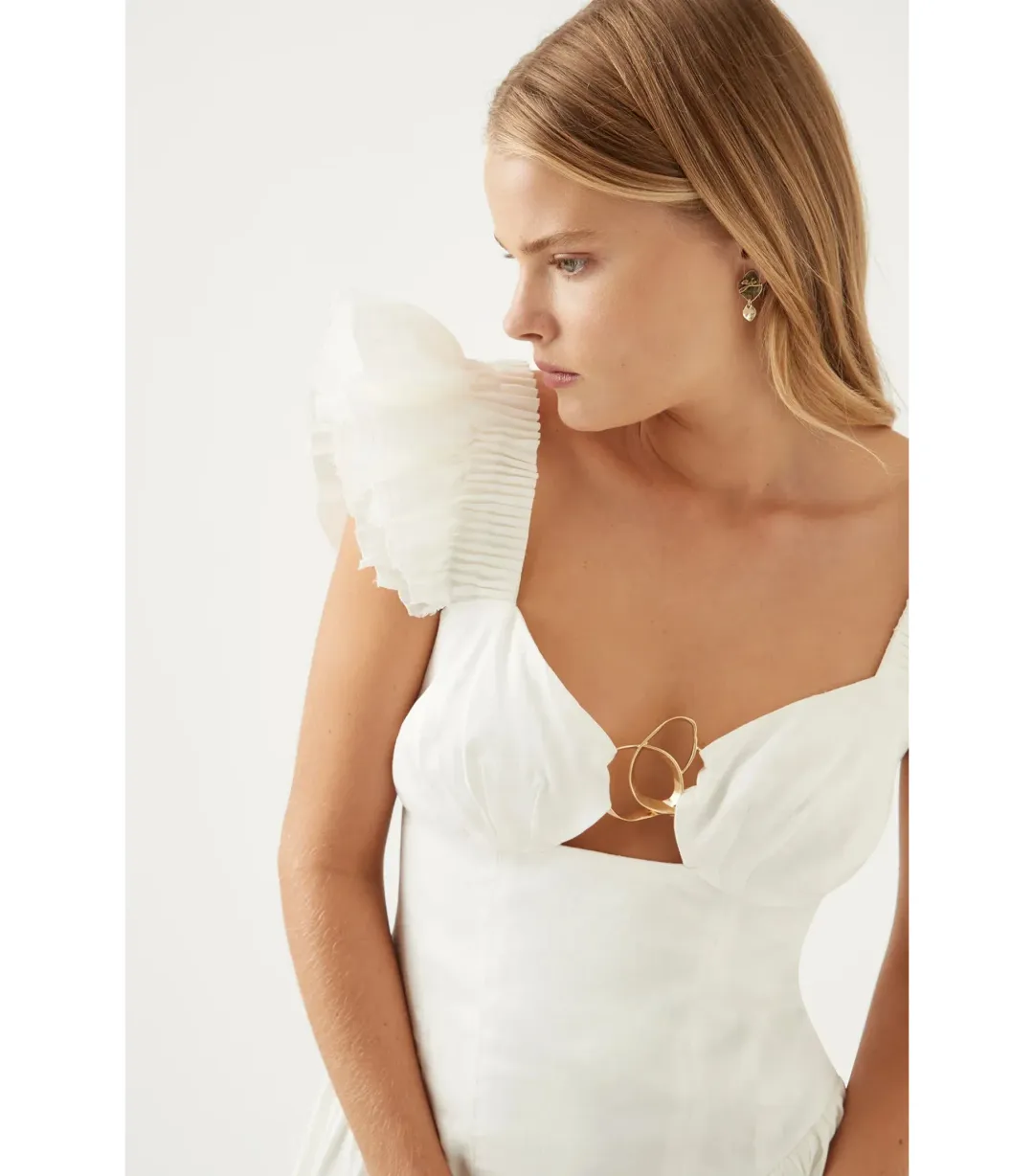 Aje Simone Frill Mini Dress Ivory Size S / AU 8 for rent on The Volte - main image