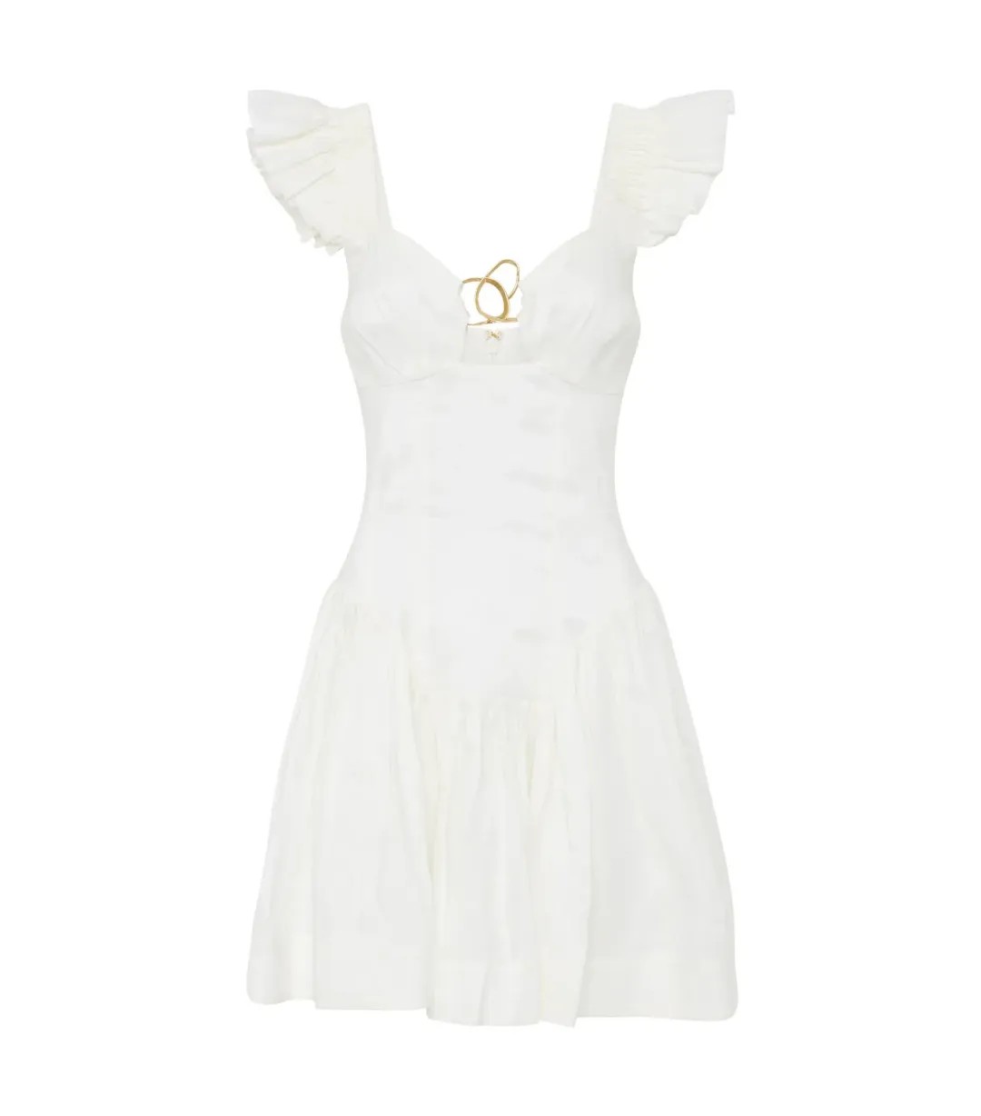 Aje Simone Frill Mini Dress Ivory Size S / AU 8 for rent on The Volte - main image