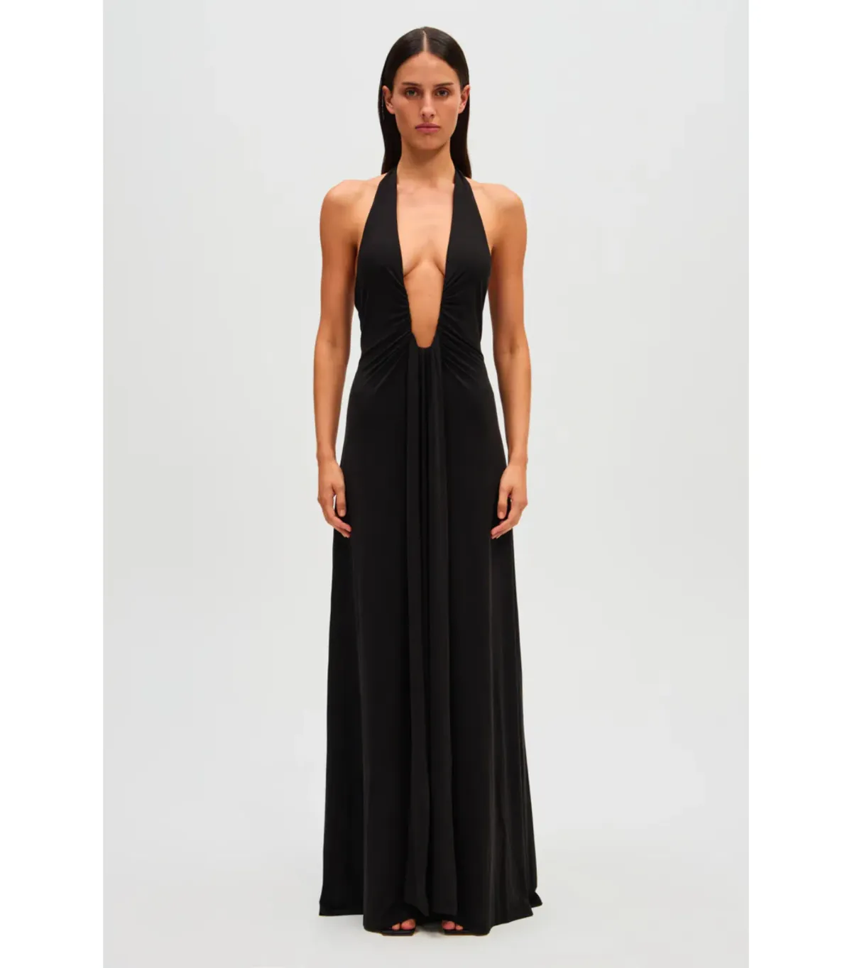 MISHA Jennifer Cupro Maxi Dress Black Size 6/XS for rent on The Volte - main image