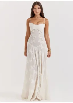 House Of CB Seren Lace Back Maxi Dress Vintage Cream Floral Size XS / AU 6 for rent on The Volte - image 1