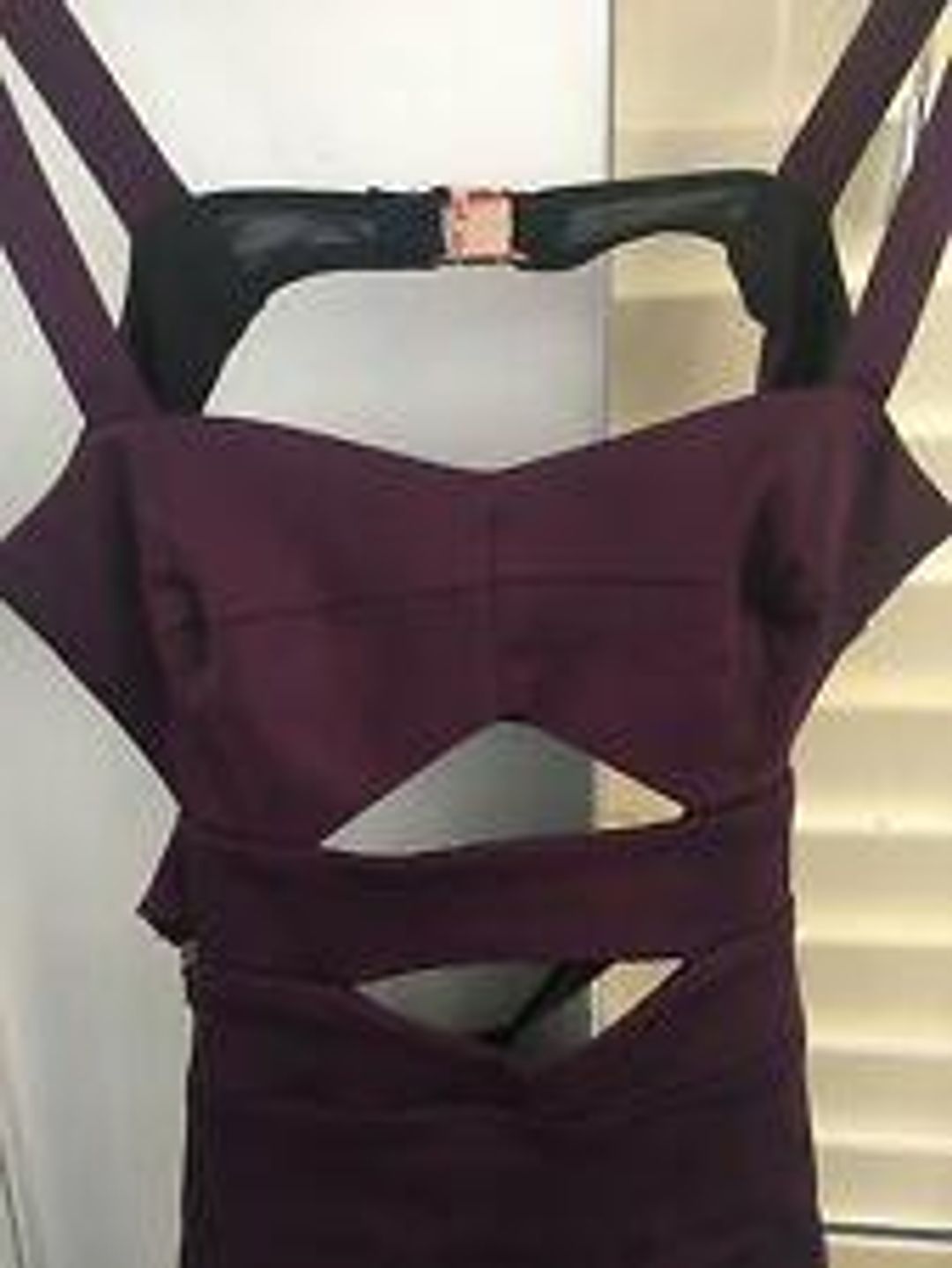 Bec & Bridge Tyra Cut Out Dress Sz 12 Wine/Mulberry Colour for rent on The Volte - main image