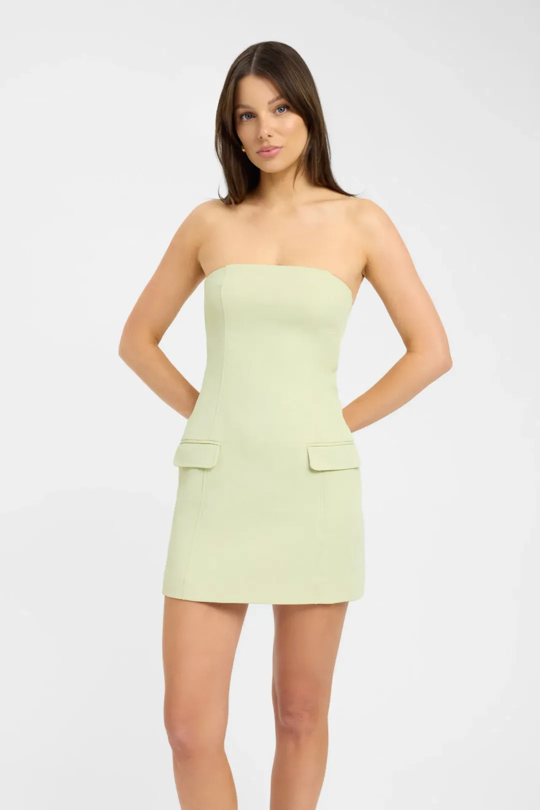 Kookai Oyster Pocket Mini Dress Green Haze Size 8 for rent on The Volte - main image