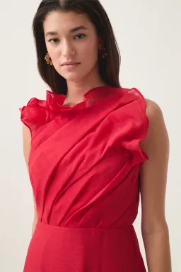 Aje Genesis Midi Dress Scarlet Red Size 12 for rent on The Volte - image 4