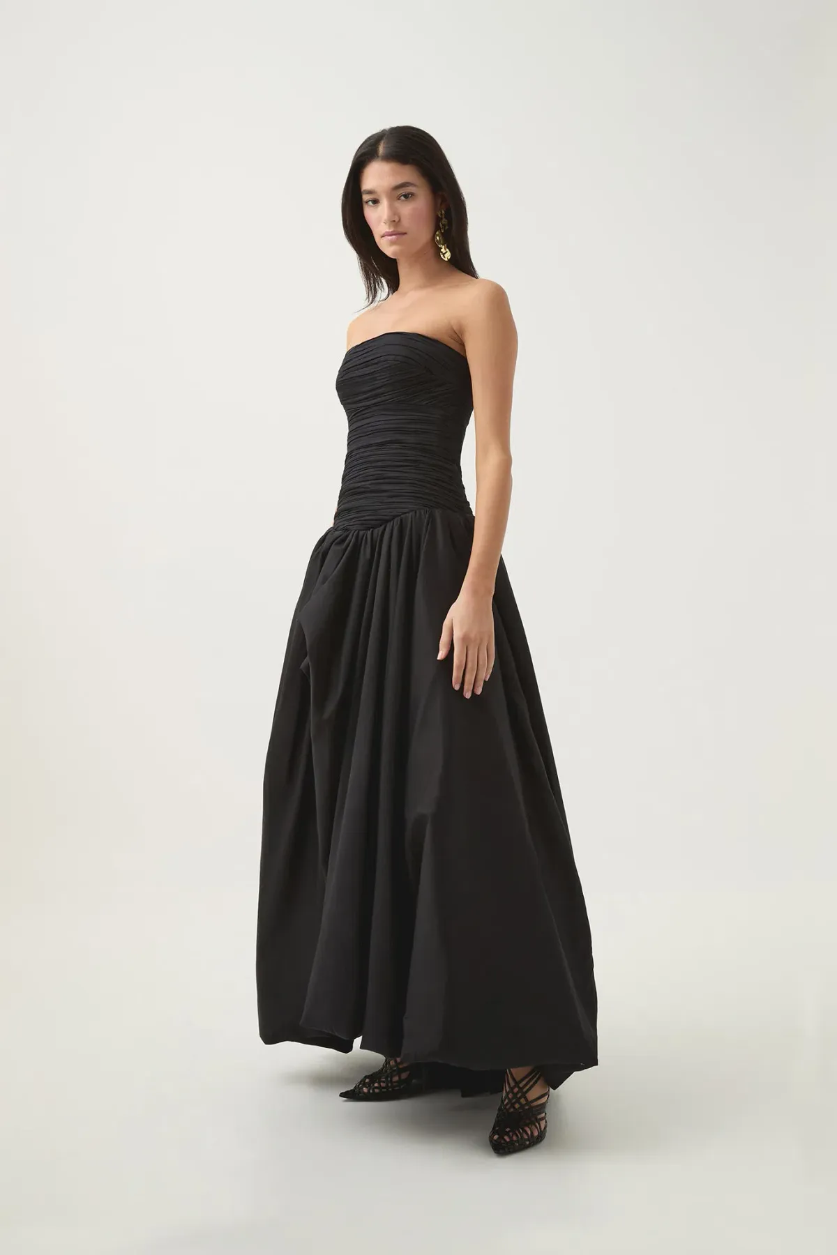 Aje Violette Bubble Hem Maxi Dress Black Size 10 for rent on The Volte - main image