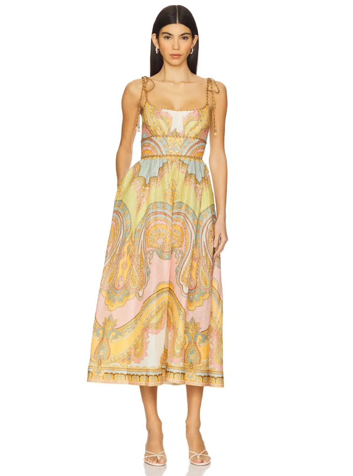 Zimmermann Maxine Picnic Midi Dress Gold Paisley Size 3 / AU 14  for rent on The Volte - main image