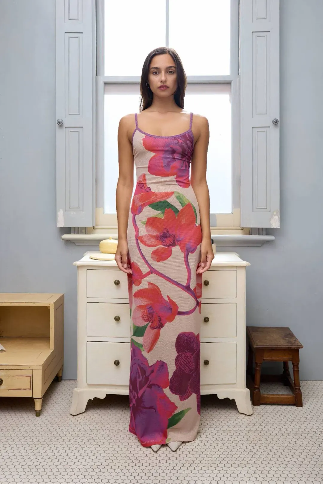 With Harper Lu Slip Dress Mesh Fuchsia Bloom Size S / AU 8 for rent on The Volte - main image