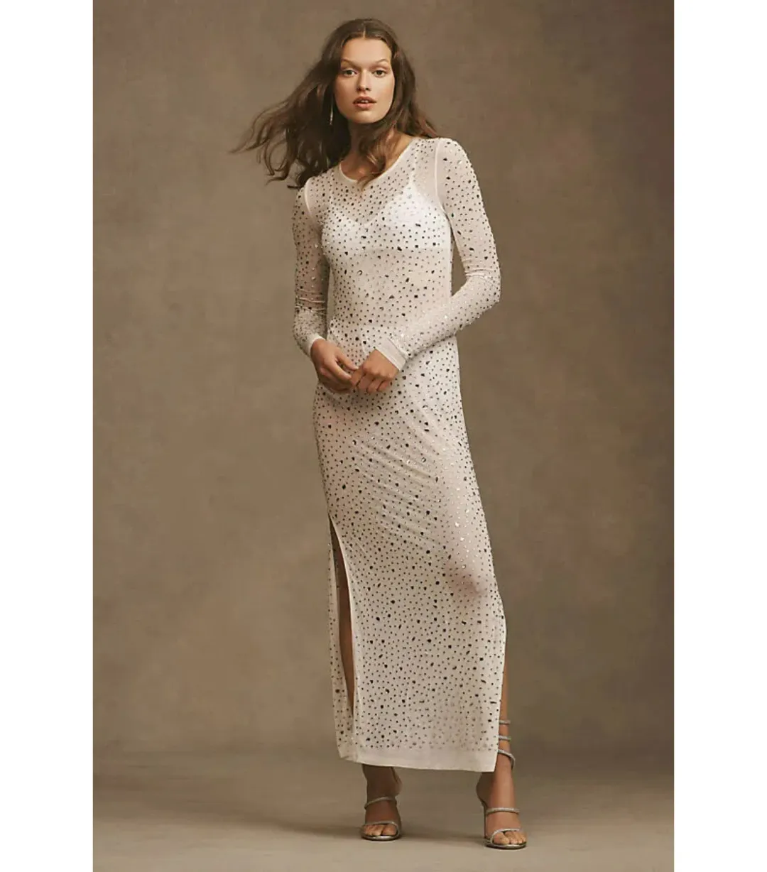 Lamarque Maret Rhinestone Mesh Dress Bisque Size XS / AU 6 for rent on The Volte - main image