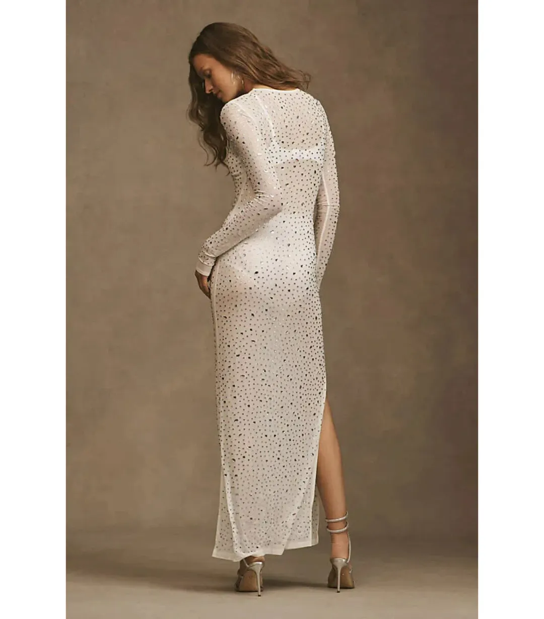 Lamarque Maret Rhinestone Mesh Dress Bisque Size XS / AU 6 for rent on The Volte - main image