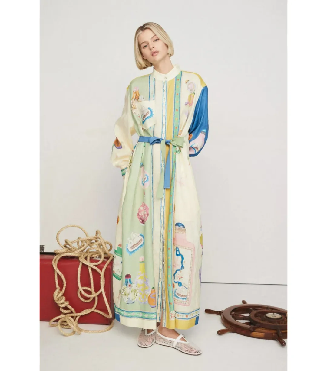 Alemais Elixir Shirt Dress Multi Size AU 12   for rent on The Volte - main image