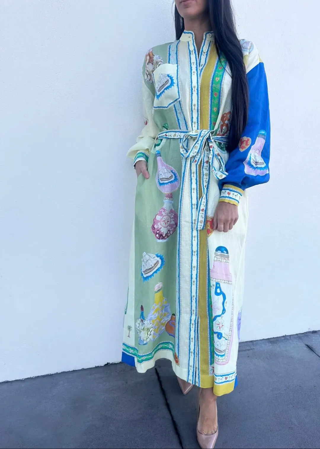 Alemais Elixir Shirt Dress Multi Size AU 12   for rent on The Volte - main image