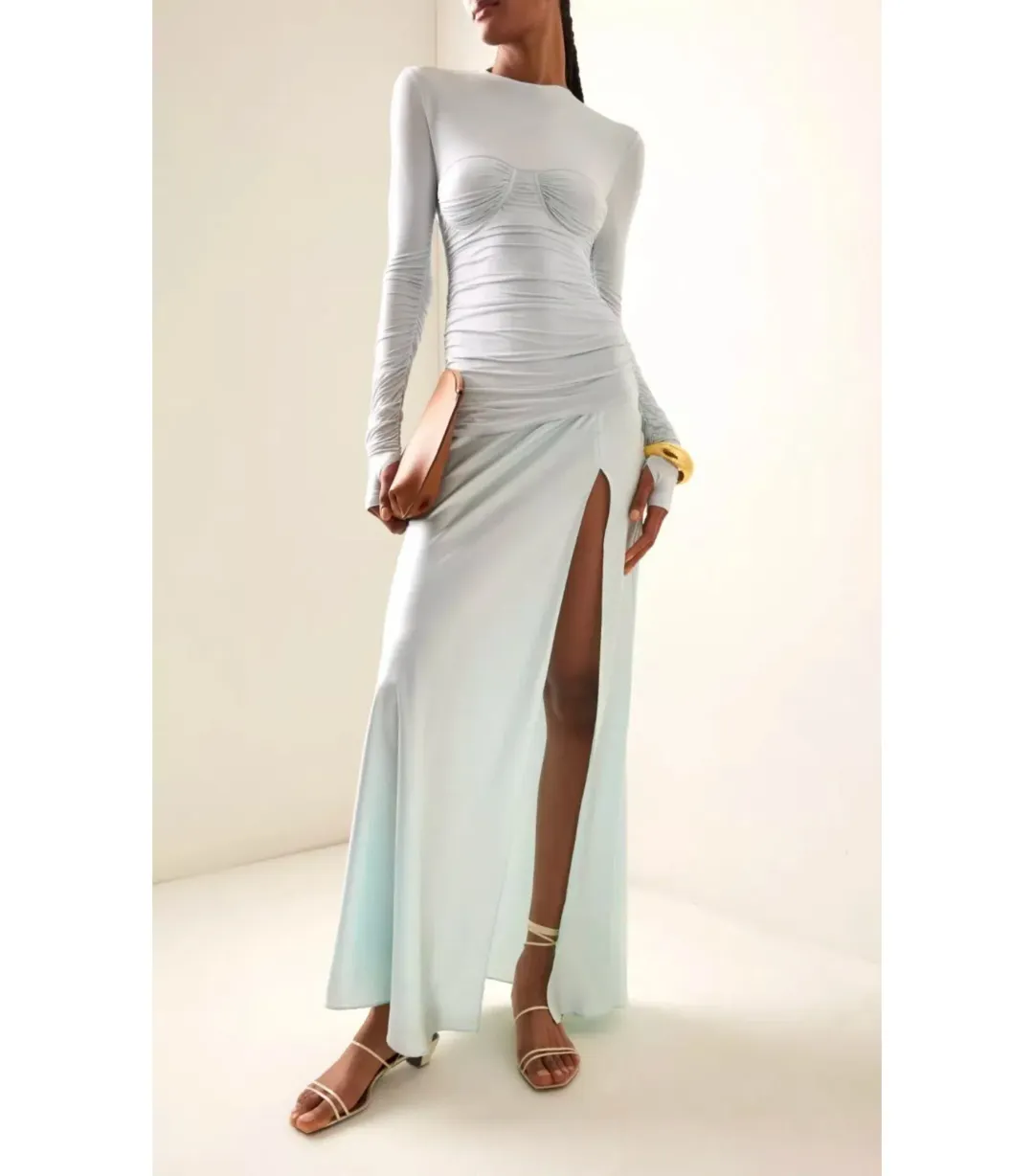 SIR The Label Alessia Draped Gown Ice Blue Size 0 / AU 6 for rent on The Volte - main image