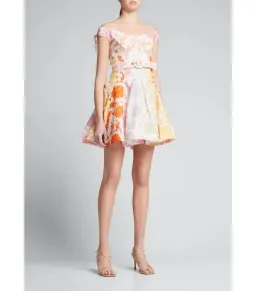 Zimmermann Postcard Spliced Mini Dress in Tonal Floral Size 0 / AU 8 for rent on The Volte - image 1