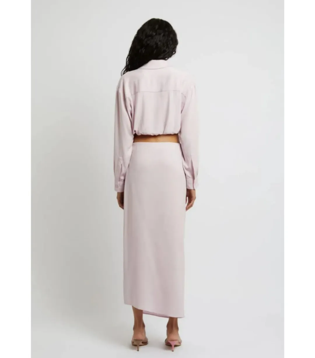 Christopher Esber Wrapped Cropped Blouse and Skirt Set in Blush Size AU 12 for rent on The Volte - main image