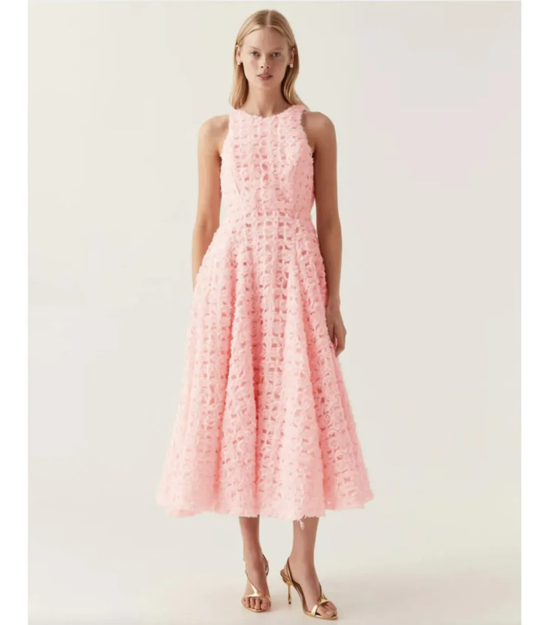 Aje Quintette Backless Midi Dress Pink Size AU 10 for rent on The Volte - main image