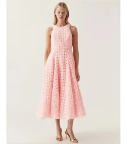 Aje Quintette Backless Midi Dress Pink Size AU 10 for rent on The Volte - image 1