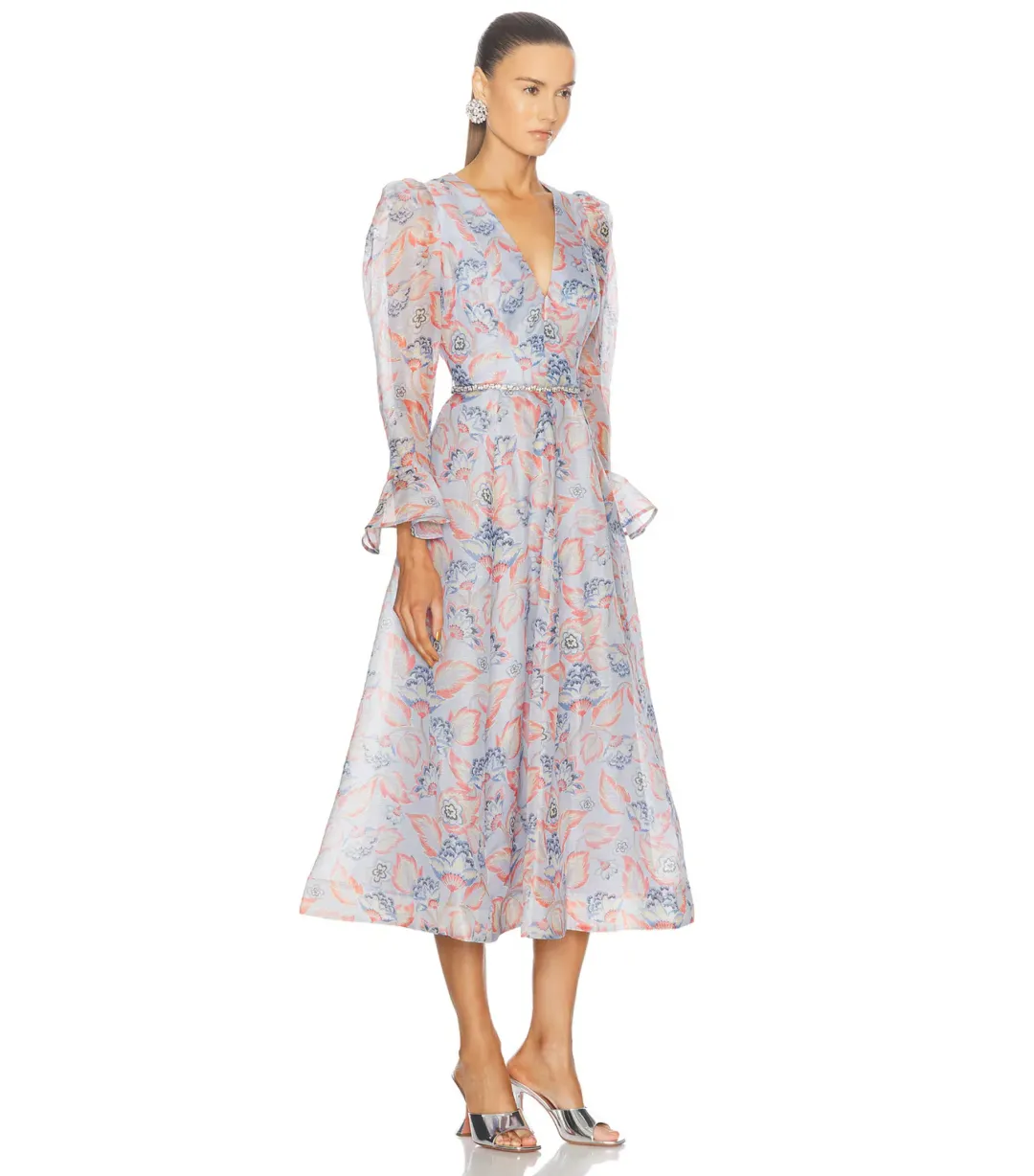 Zimmermann Eden Long Sleeve Midi Dress in Sapphire Eden Size 3 / AU 14 for rent on The Volte - main image