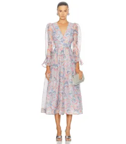 Zimmermann Eden Long Sleeve Midi Dress in Sapphire Eden Size 3 / AU 14 for rent on The Volte - image 1
