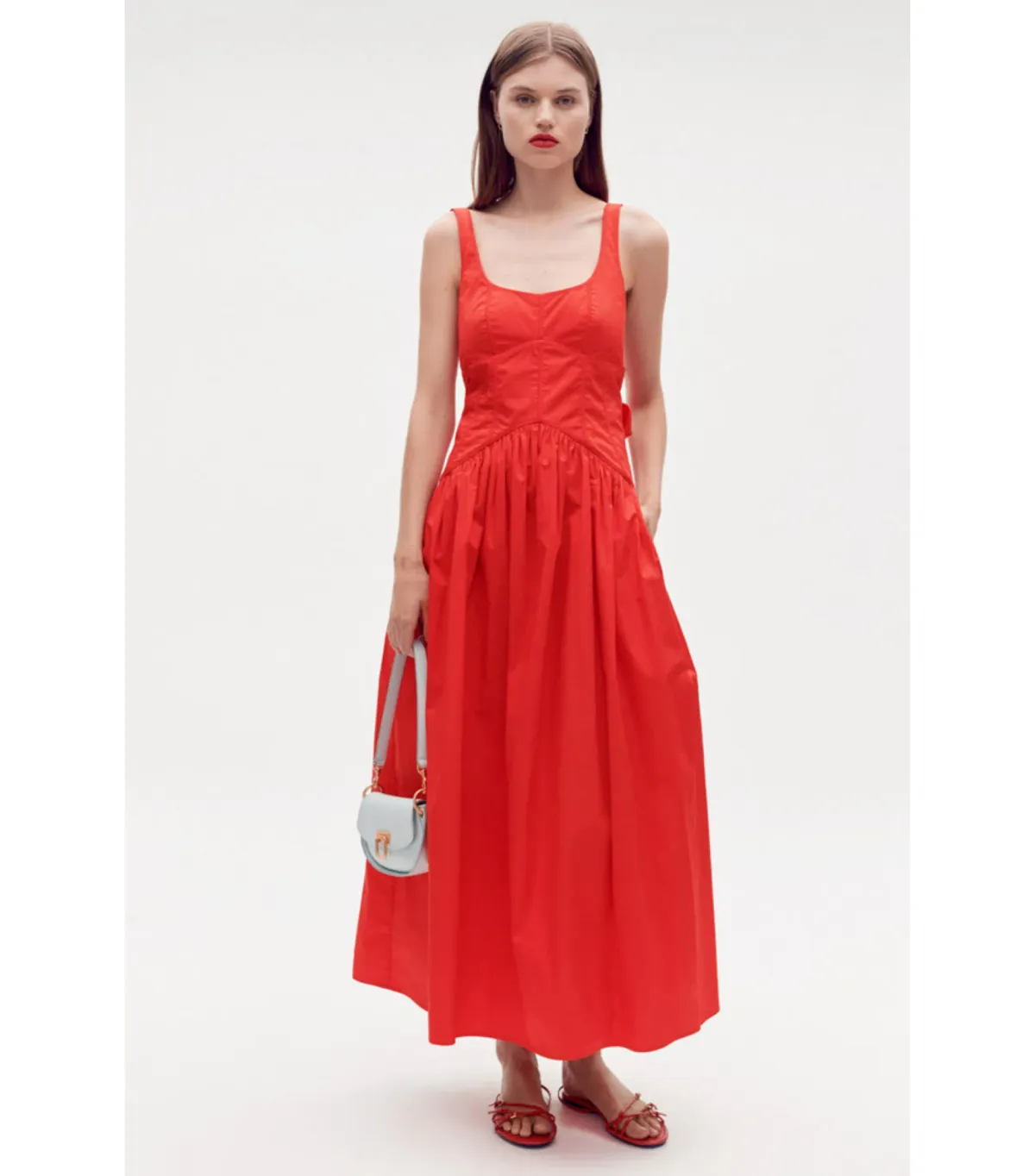 Oroton Tie Back Sundress Poppy Red Size AU 8  for rent on The Volte - main image