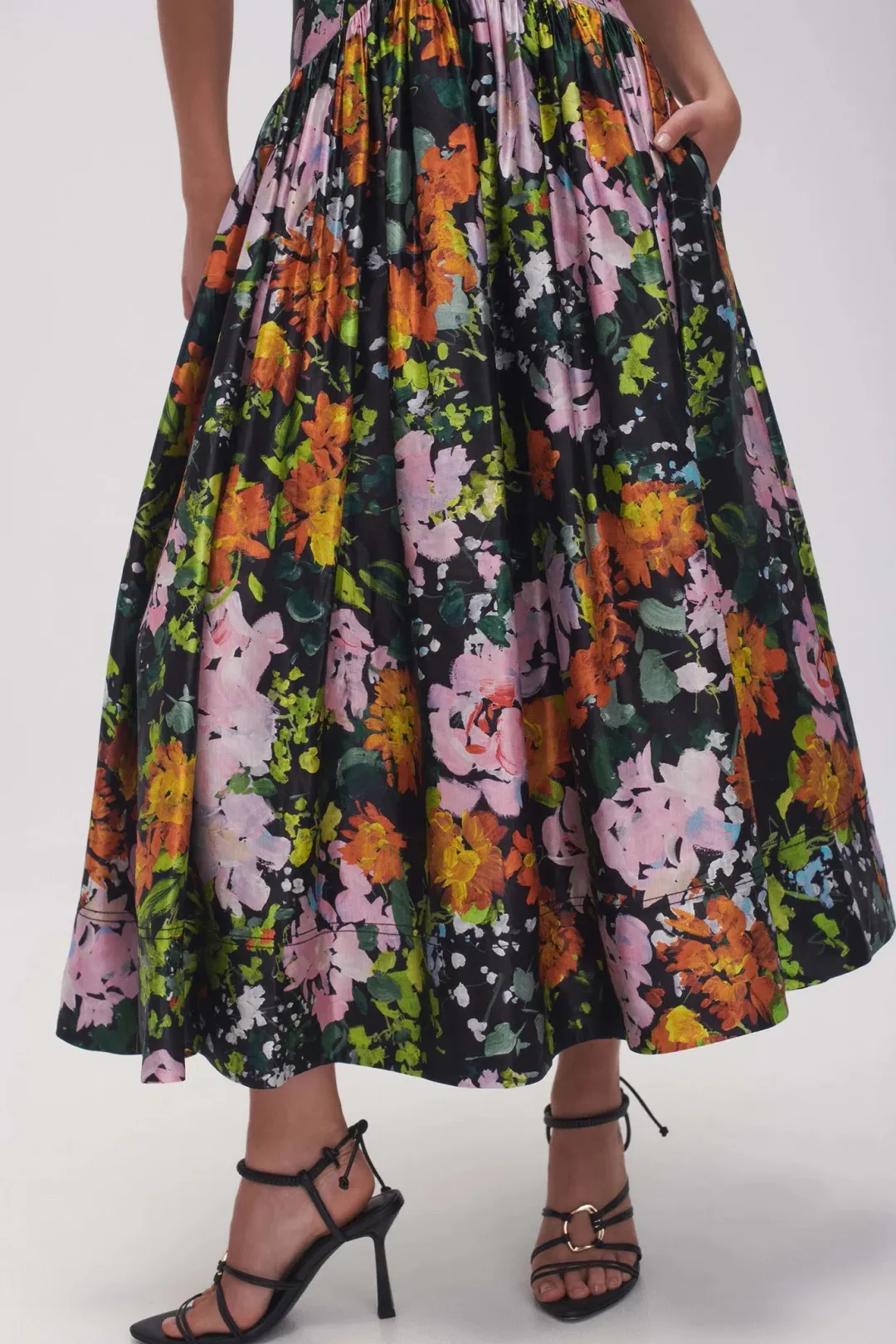 Aje Gabrielle Plunge Midi Dress Midnight Floral Size AU 10  for rent on The Volte - main image