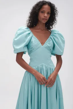 Aje Gabrielle Plunge Midi Dress Spearmint Blue Size AU 10 for rent on The Volte - image 3