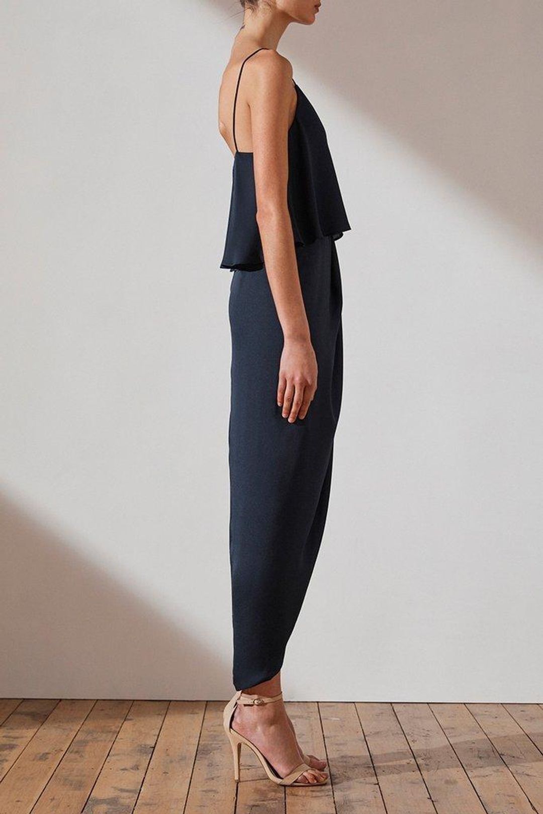 Shona Joy Luxe Cocktail Frill Dress in Sapphire Navy Size 12 for rent on The Volte - main image